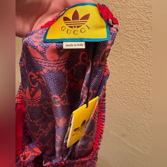 New Gucci x Adidas GG Maxi Logo Silk Shorts - Picture 8 of 9